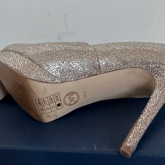 Gold Sparkly Peep-Toe Pumps - Picture 8 of 12